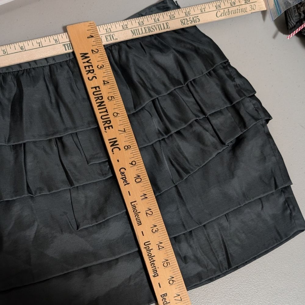 The Limited Black ruffle satin A-line mini skirt flirty whimsical fairy witchy 6 - Picture 4 of 10